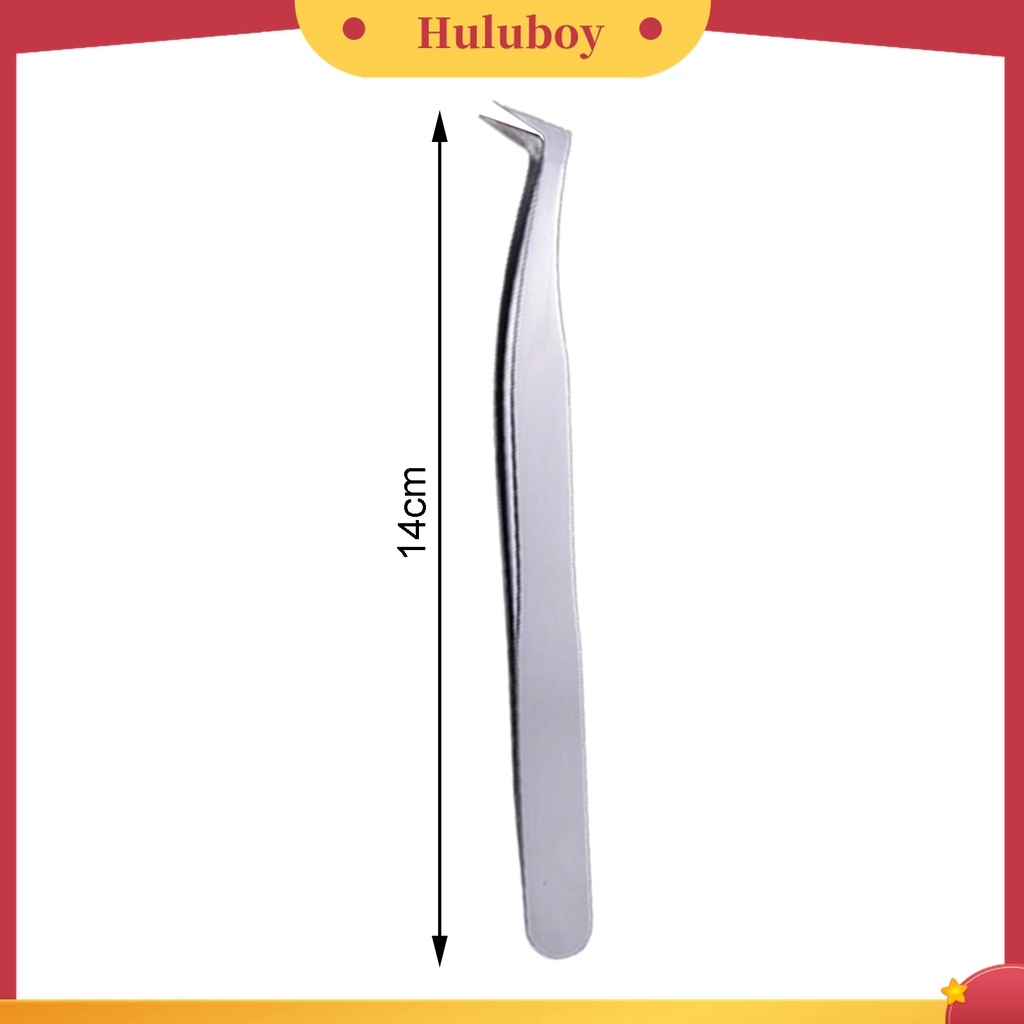 Huluboy Huluboy♡ Pinset Bulu Mata Profesional Bahan Stainless Steel Warna Silver Untuk Pemula