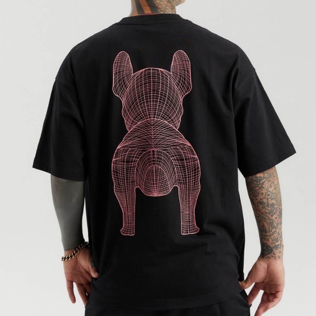 Lifework LA Dog Big Logo Oversize Tee Black/Pink 100% Original