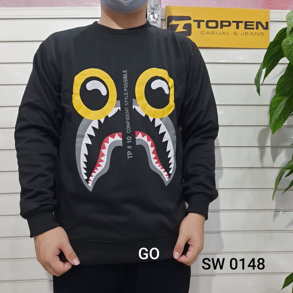 gos  L SWEATER TOPTEN Polos Pakaian Pria Outerwear Cardigan Hoodie Jaket Casual Motif Lengan Panjang