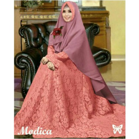 Baju Gamis Muslim Terbaru 2020 2021 Model Baju Pesta Wanita kekinian Bahan Brokat Kondangan remaja