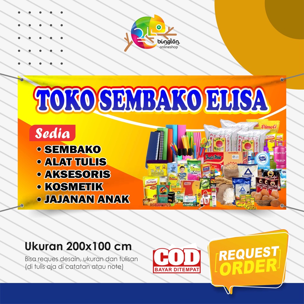 Jual Size 200x100 Cm, Spanduk Banner Toko Sembako Murah Berkualitas