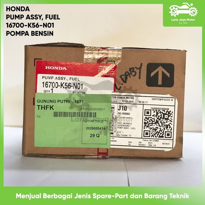 POMPA BENSIN SONIC 150 FUEL PUMP ASSY 16700-K56-NO1 ORIGINAL ASLI HONDA POMPA BENSIN MOTOR SONIC 150