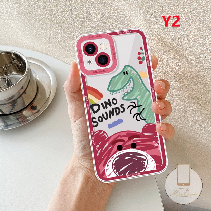 Soft Case TPU Transparan Motif Kartun Beruang Dinosaurus Untuk iPhone 7 8 Plus 11 13 12 Pro Max XR X XS Max 6 6S Plus SE 2020