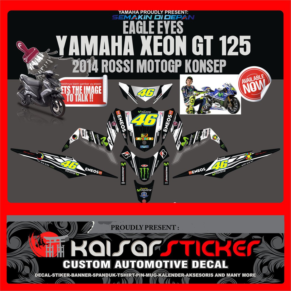 DECAL STICKER MOTOR FULL BODY STIKER YAMAHA XEON GT 125 VR 46 HITAM