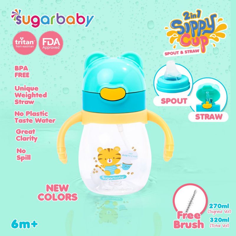 Sugar Baby Botol Belajar Minum Anak 2 in 1 Tritan Sippy Cup Spout and Straw 270 ml