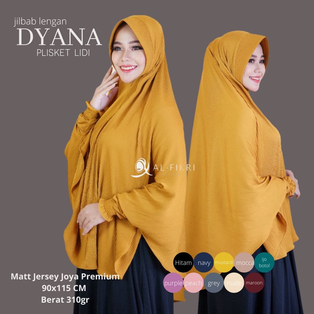 Jilbab Instan Wanita Jumbo Bergo Dyana plisket Lengan