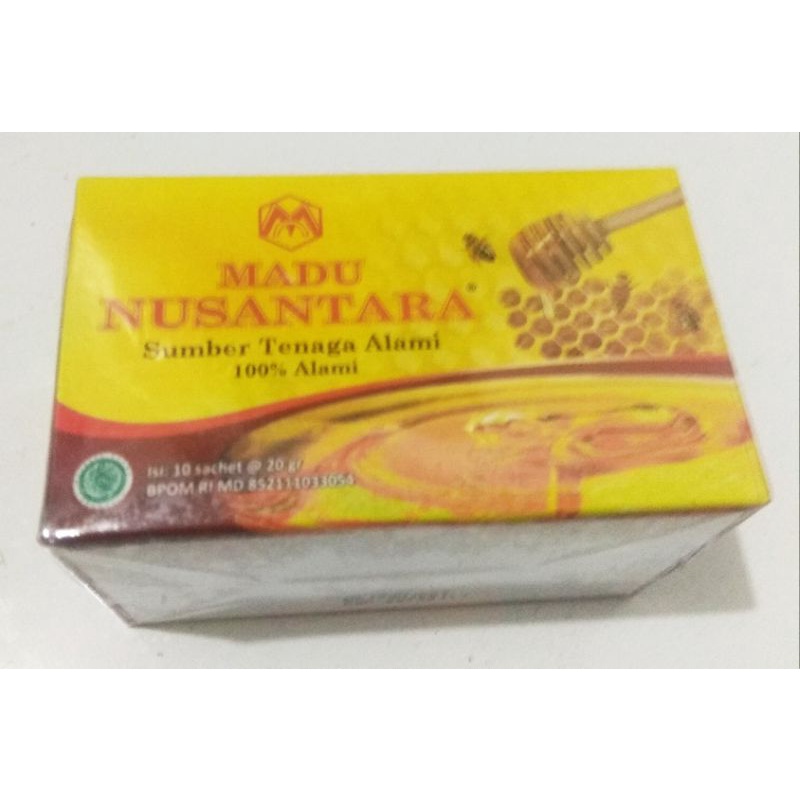 

Madu nusantara sachet 200gr isi 10 sachet x 20gr Madu 100% alami dan Royal Jelly bee Pollen