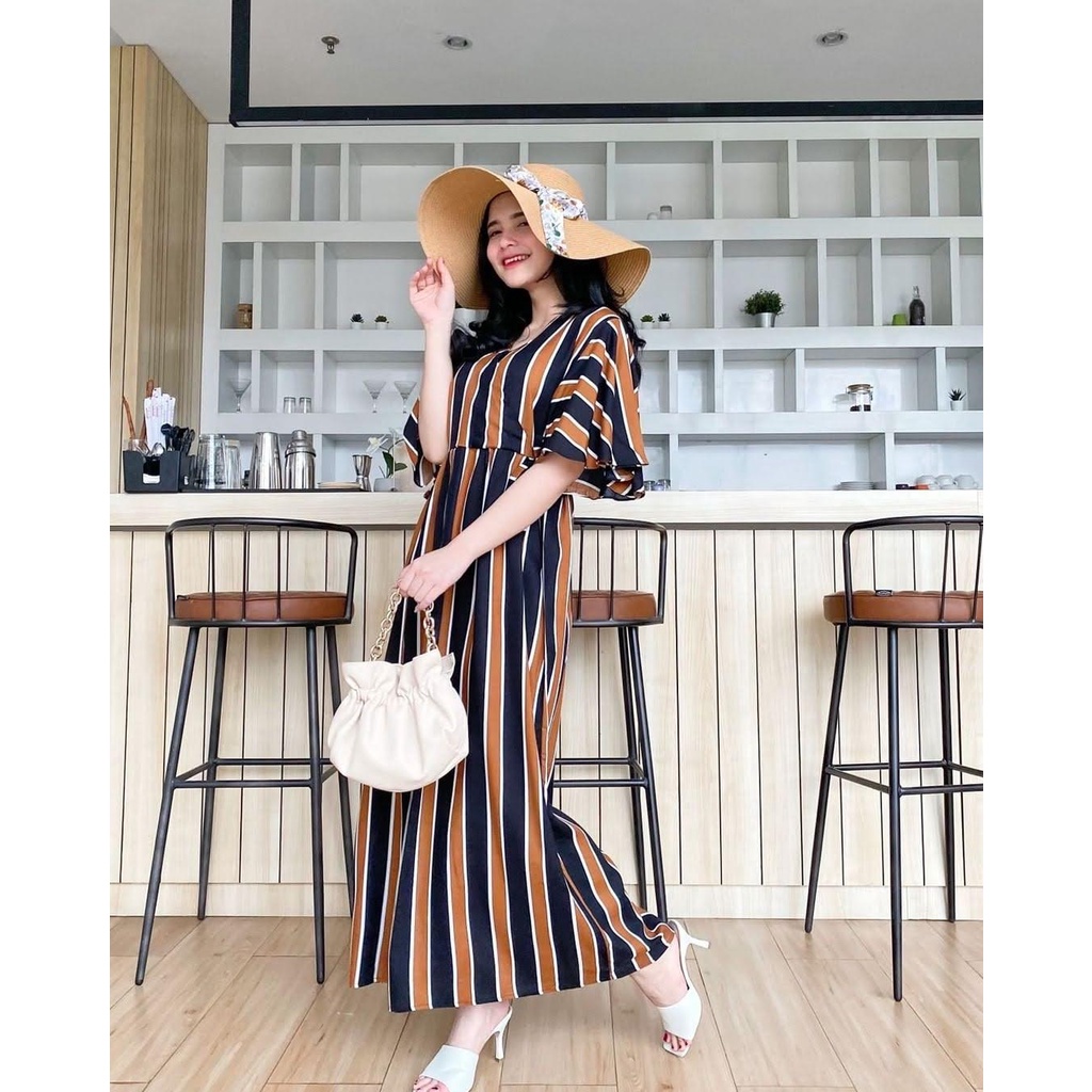 Daster Kimono Busui Tali Samping Panjang Semata Kaki / Daster Kekinian-SALUR COKLAT LD 120