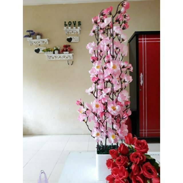 Bunga Sakura 50 Cm Bunga Vas 4 Tangkai Sakura Artificial Bunga Hias0 Shopee Indonesia