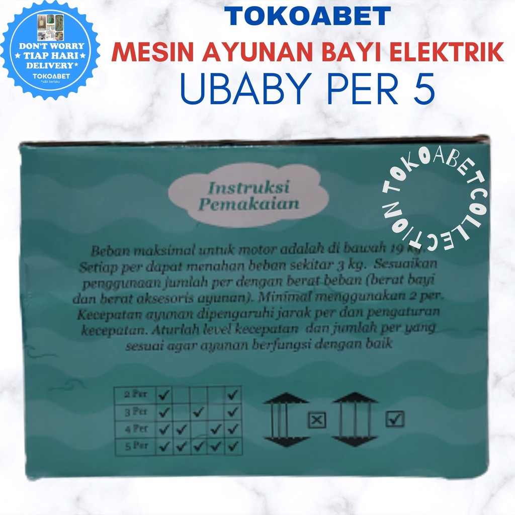 UBABY 5 PER Mesin Ayunan Bayi Listrik Otomatis Lengkap Per bisa Atur Kecepatan Musik Timer TOKOABET