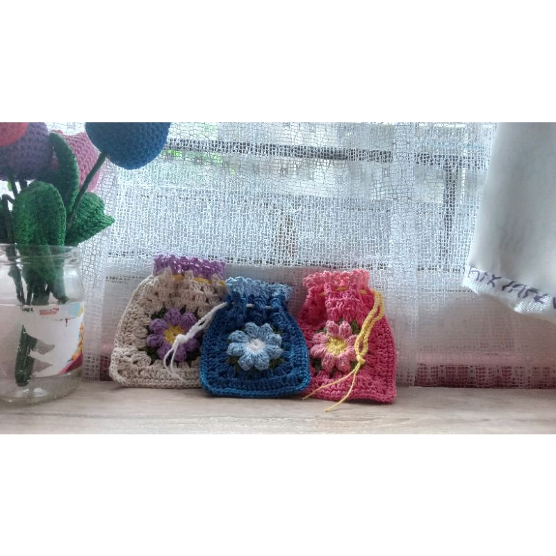 Pouch Mini Rajut, Tempat headshet nirkabel, pouch airpods, crochet mini pouch