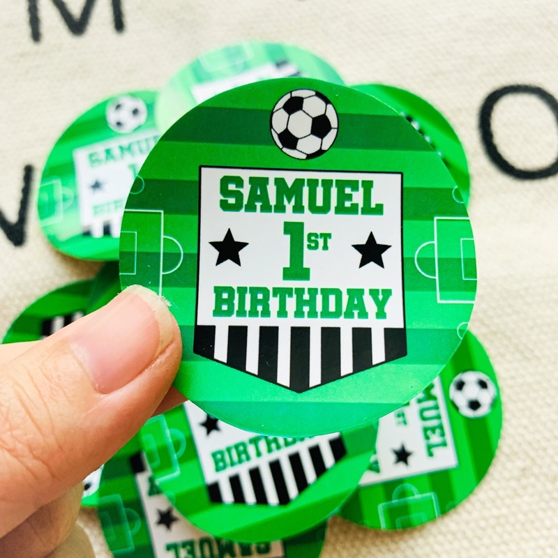 

Sepak Bola Sticker Birthday Pudding / Hampers / Cupcake / Souvenir Ulang Tahun