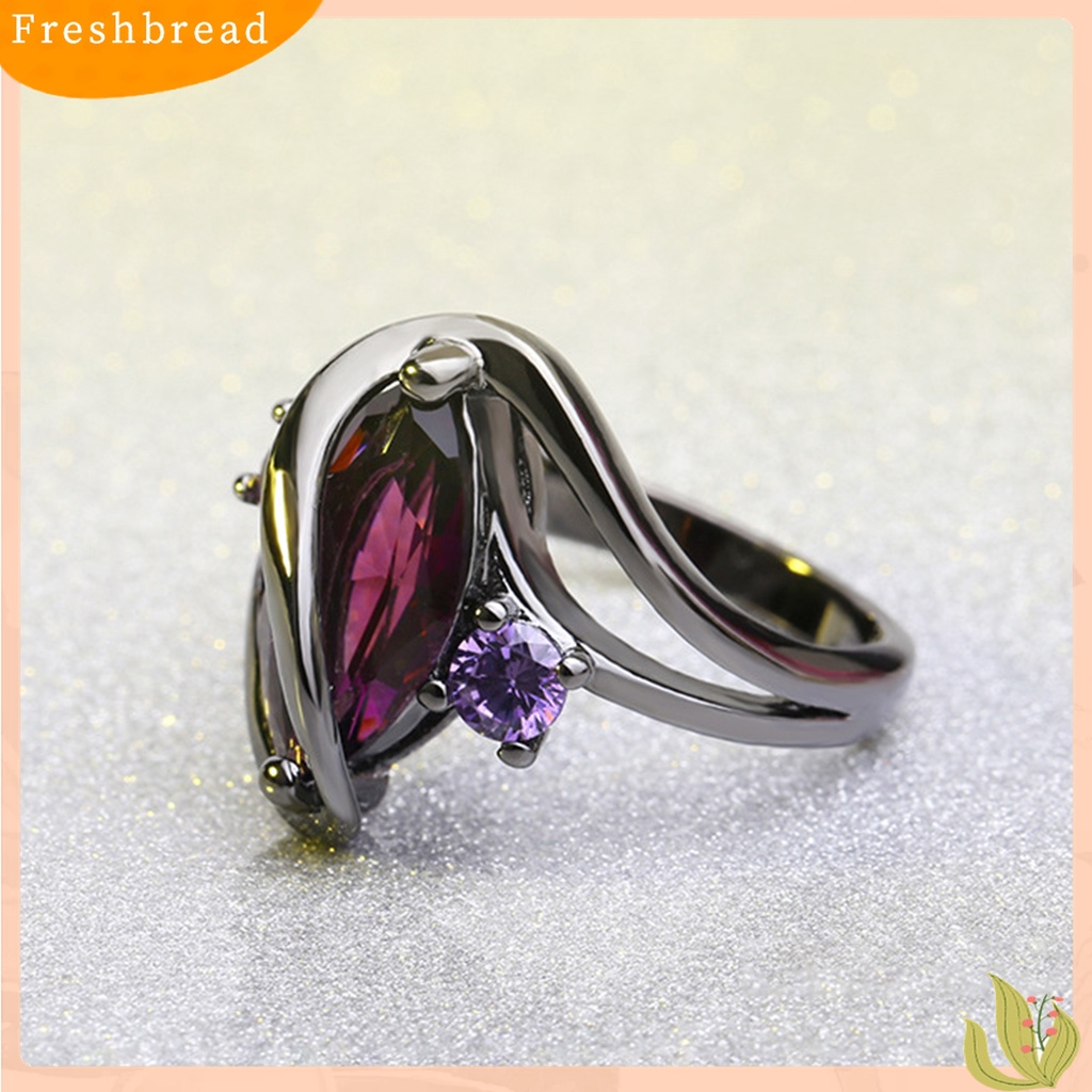 Terlaris Women Fashion Romantic Faux Sapphire Horse Eye Shaped Hollow Out Ring Jewelry