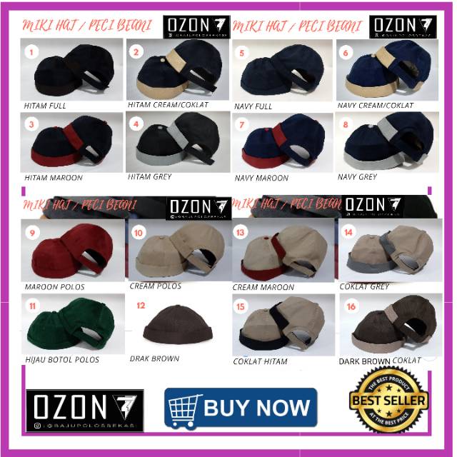 Peci beanie Topi miki hat polos hijrah