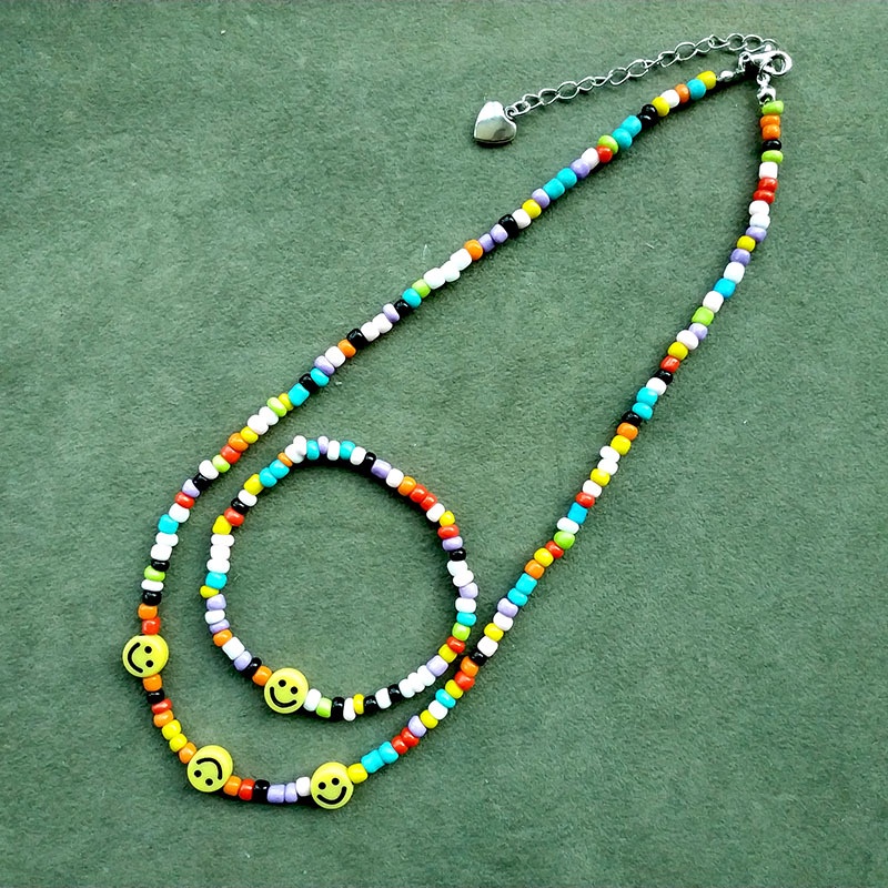 Eropa dan Amerika baru manik perhiasan set warna-warni bead Smiley gelang kalung klasik Semua akseso