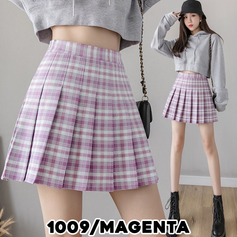 KARAKOREA 1009 Braves Girls Skirt/Rok Mini/Rok Kotak kotak/Rok Lipit Lisa/Rok Korea Skirt