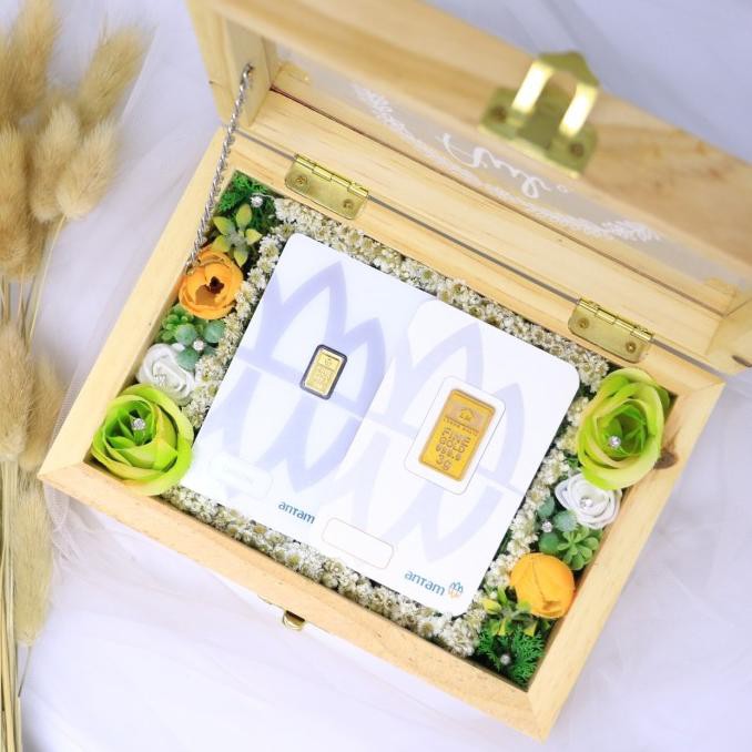 kotak cincin kayu logam mulia kartu kotak mahar seserahan