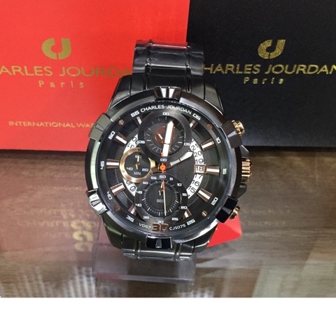 JAM TANGAN PRIA CHARLES JOURDAN CJ1075-1742 BLACK ORIGINAL