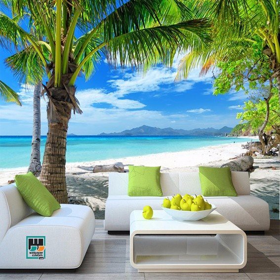 Wallpaper Dinding Custom Mural Photowall Background Motif Pantai Alami 3d - Wallpaper Pantai 3d