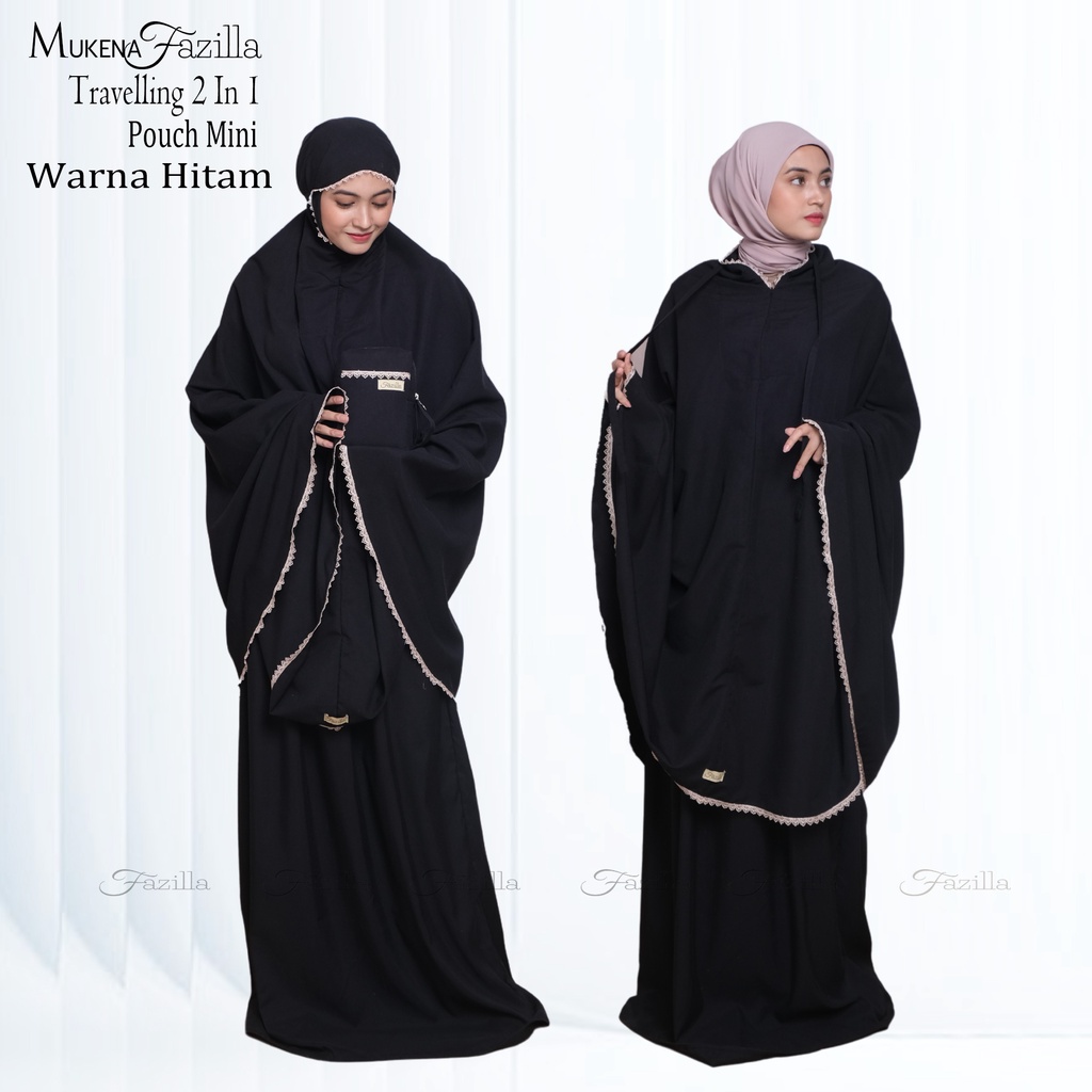 Mukena Hitam Katun Dewasa jumbo 2 In 1 Fazilla