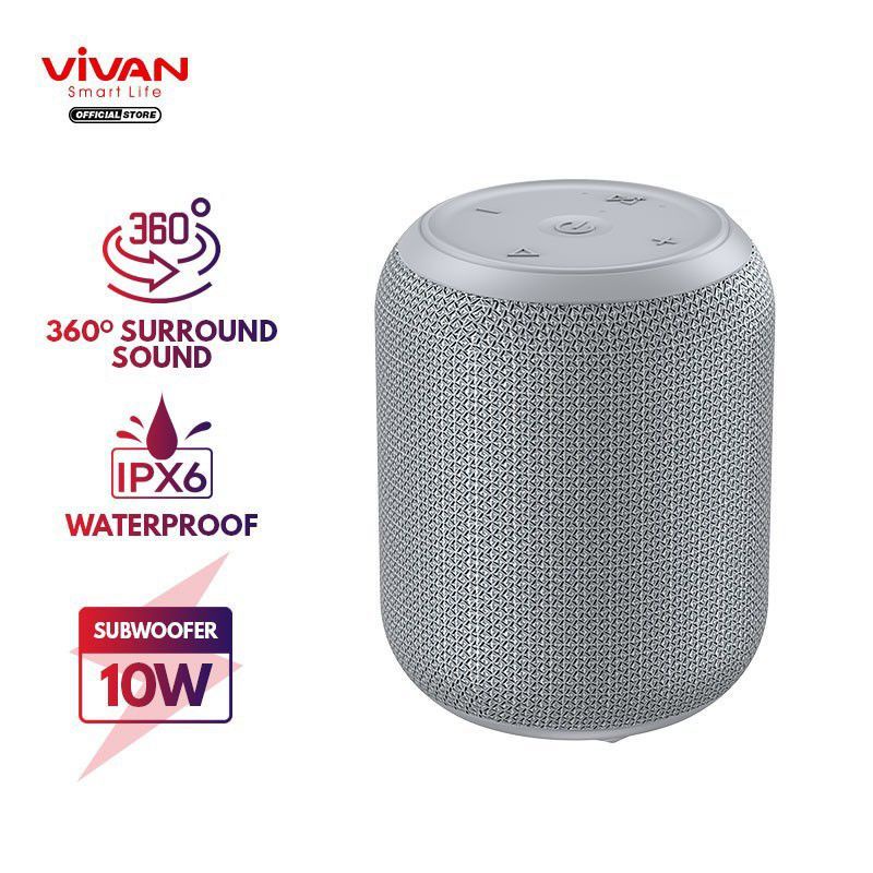 SPEAKER PORTABLE BLUETOOTH 5.0 TWS VIVAN VS12 SURROUND SOUND 360°10W Waterproof IPX6 - ORIGINAL