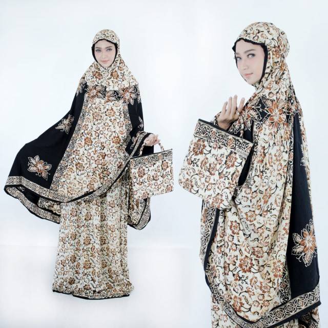 Mukena Batik Sogan • HITAM • Adem & Nyaman dipakai • ASLI PEKALONGAN