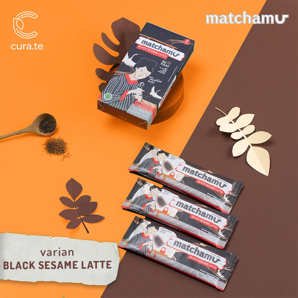 MATCHAMU  LATTE SACHET BOX 24GR | MATCHA KINAKO SAKURA BLACK SESAME HOJICHA LATTE