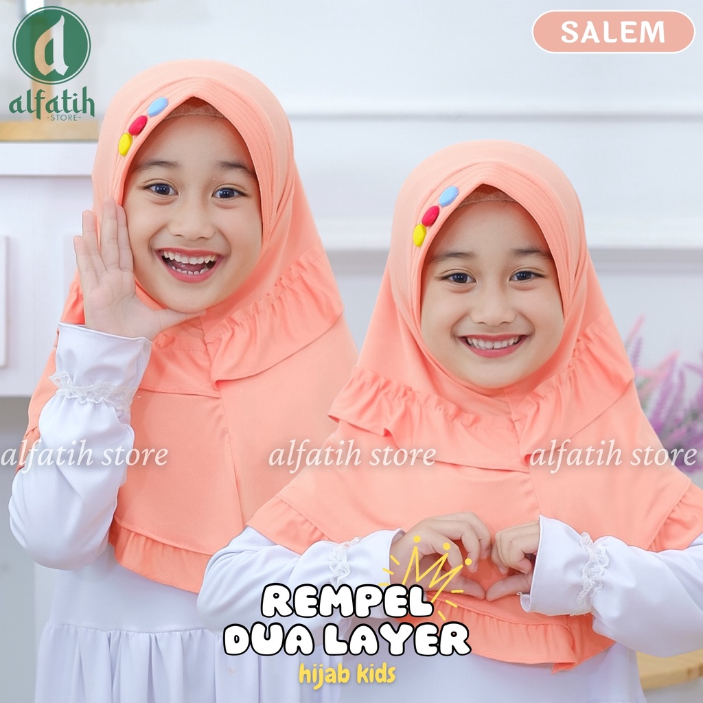 ALFATIH STORE / Jilbab Anak Rempel 2 layer / Kancing 3 Jersey / Jilbab Anak Murah teni