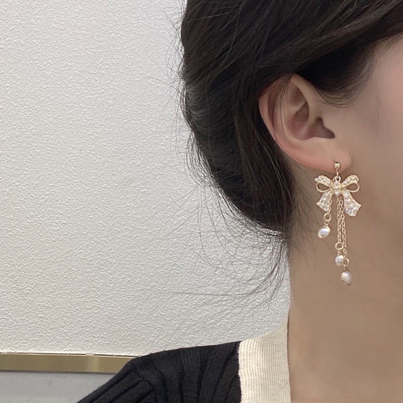 Baru mutiara baroque jarum perak anti alergi anggun online pengaruh panjang fringe anting-anting tid