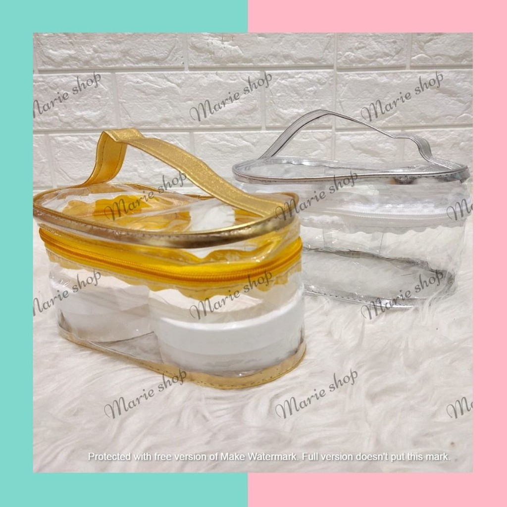 MARIE SHOP => [ OSTG ] POUCH OVAL KOSMETIK - TAS KOSMETIK - POUCH MIKA TRANSPARANT - WADAH KOSMETIK 