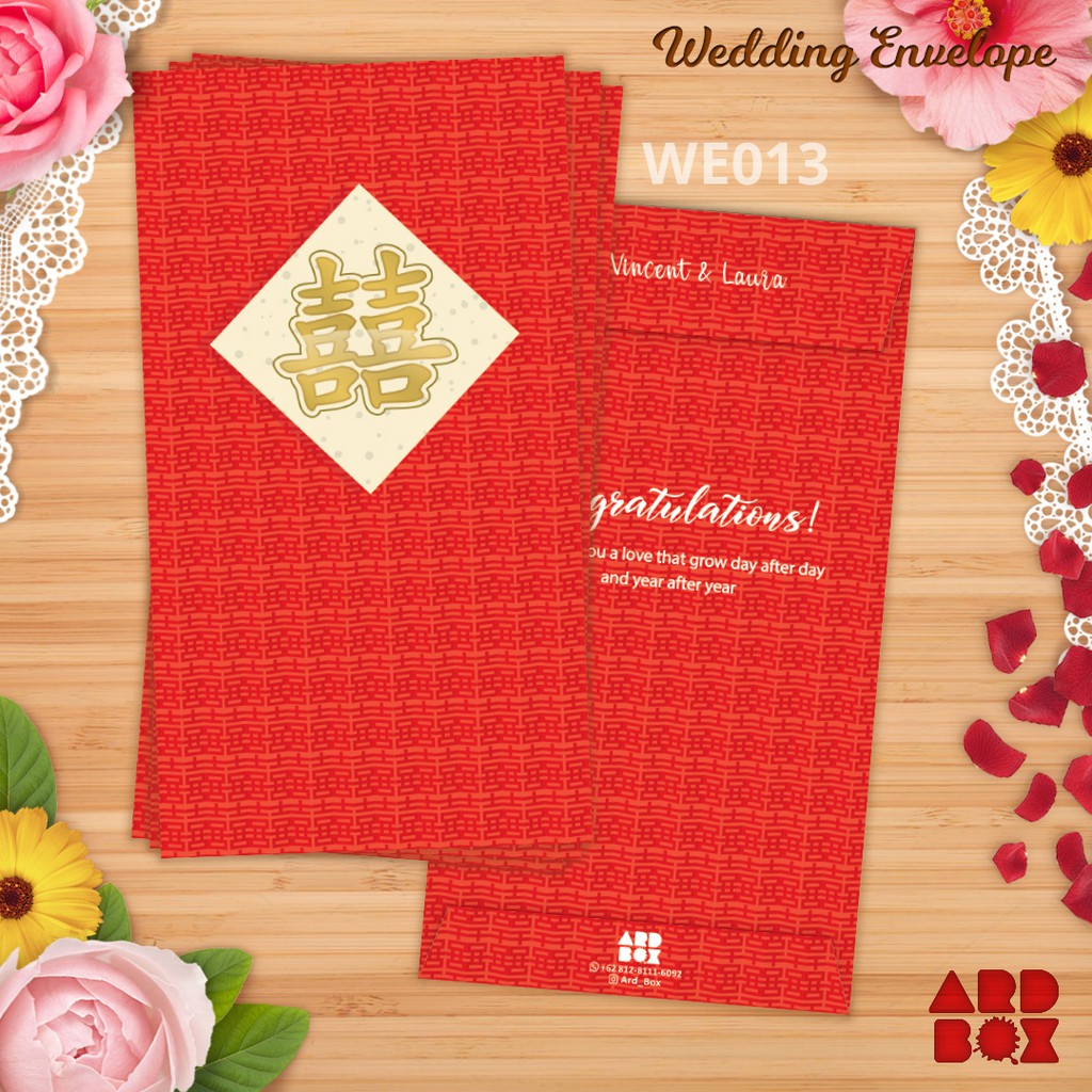 

Angpao Wedding Custom Nama Double Happiness Red Suangsi WE013