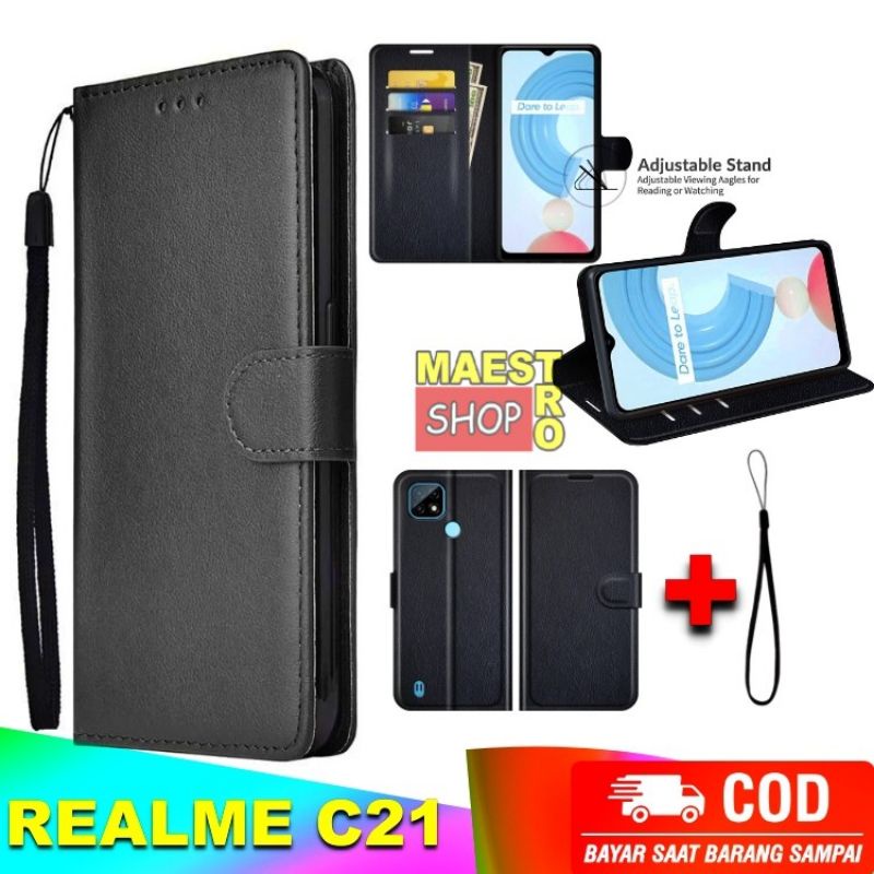 Dompet Hp Untuk Realme C21/Realme C21Y Leather Flip Case Realme C21/Realme C21Y