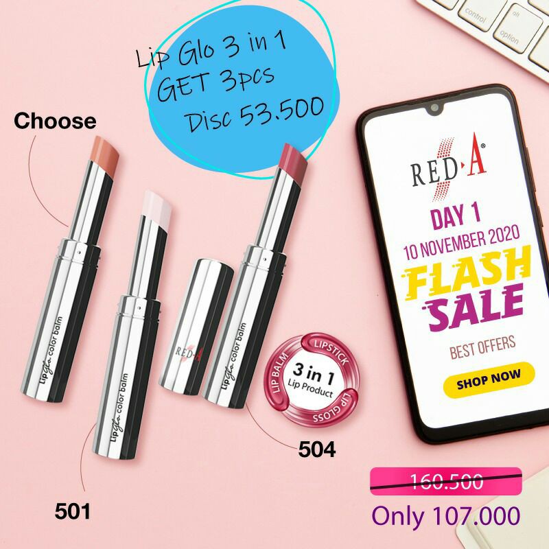 Paket Lip Glo Color Balm Red A isi 3