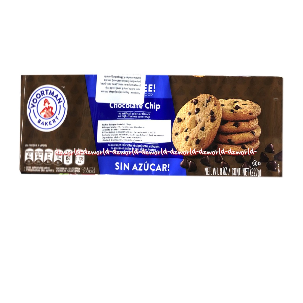 Voortman Bakery Chocolate Chip Sin Azucar 227gr Biskuit Import Choco Vorman