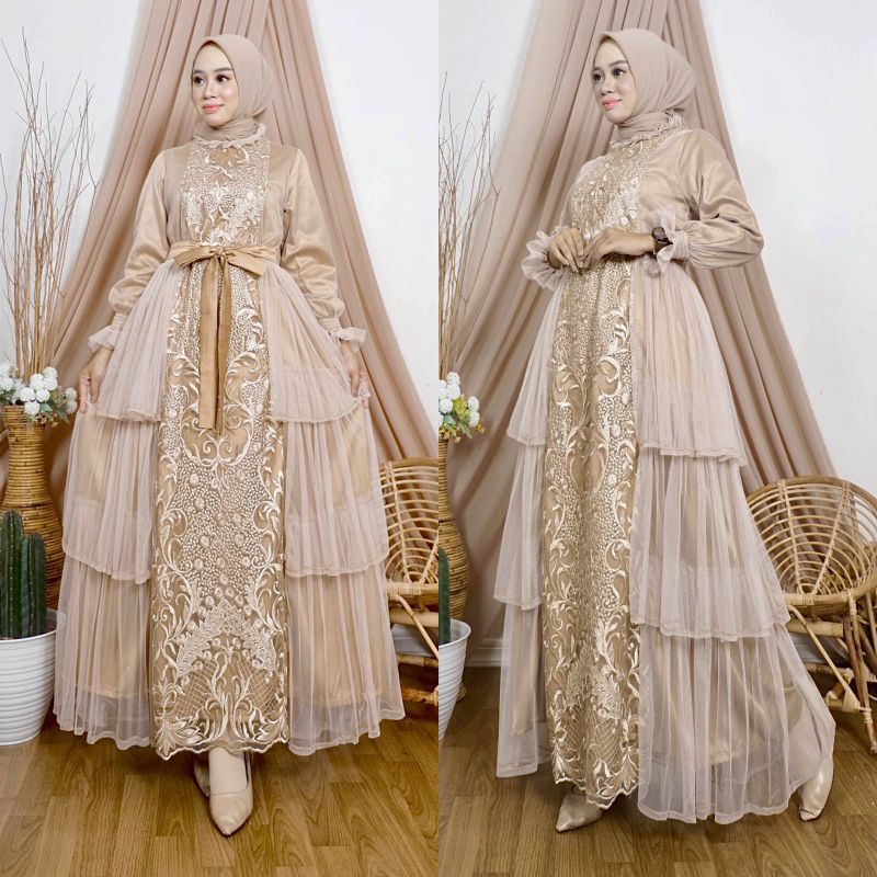 GAMIS CATTALEYA GOWN // BAHAN TULLE BORDIR PREMUIM// ORIGINAL By Pelangi Jaya