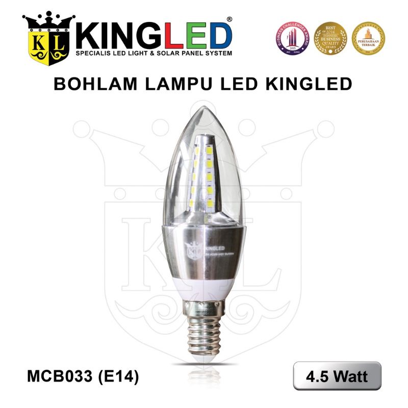 KINGLED Bola Lampu Hias LED 4,5 Watt / Candle Light LED 4.5Watt / Putih Kuning E14 E27