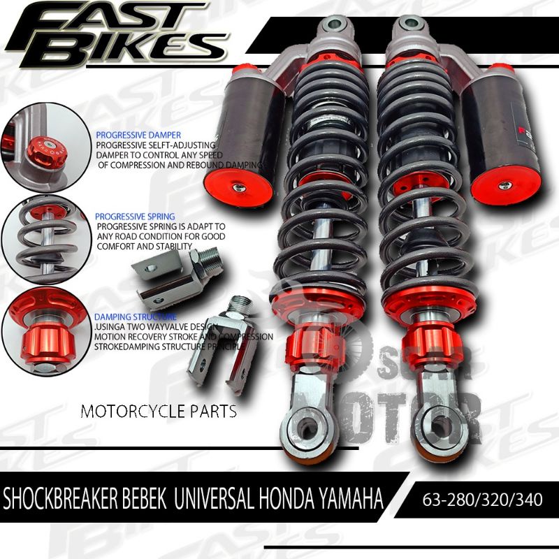 Shock fastbike panjang 280, 320, dan 340 copy KTC ( motor bebek )+ anting anting