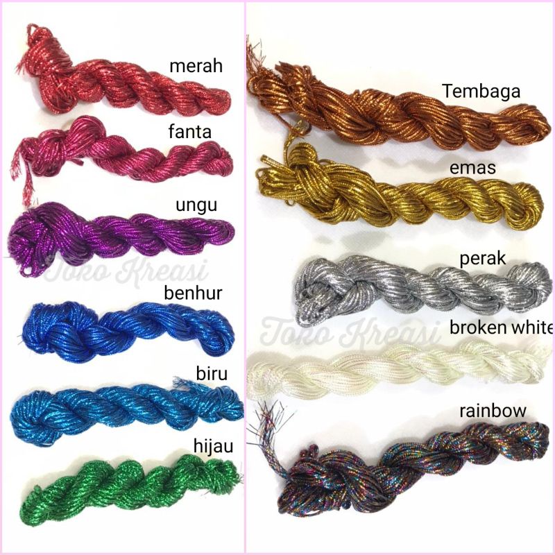 (Per ikat) Tali Souvenir metalik / Tali glitter / emas / perak