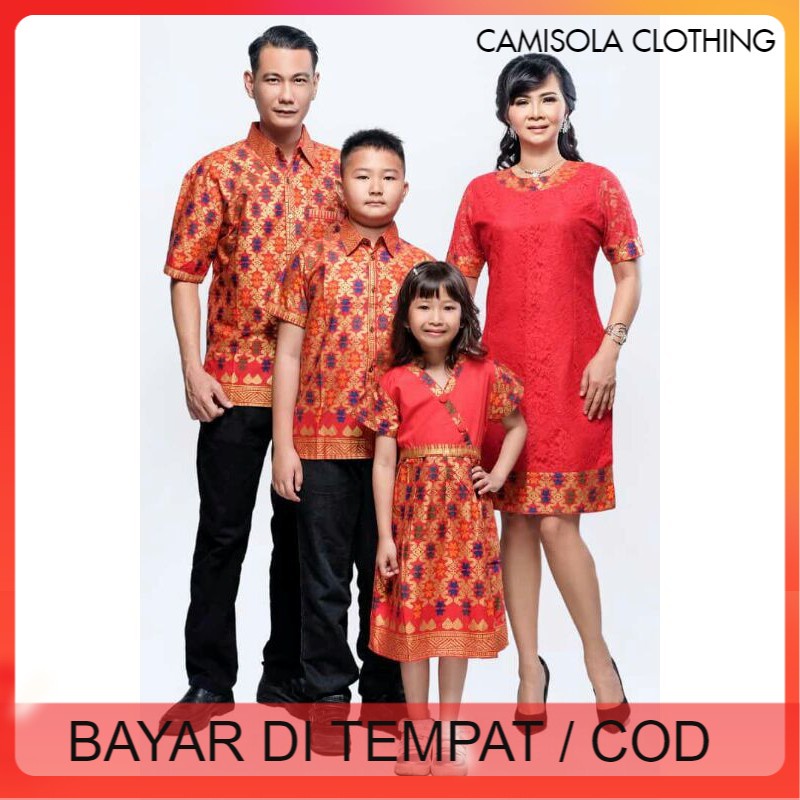 Batik couple keluarga dan anak size jumbo dress copel seragam modern terbaru serina sherina brukat