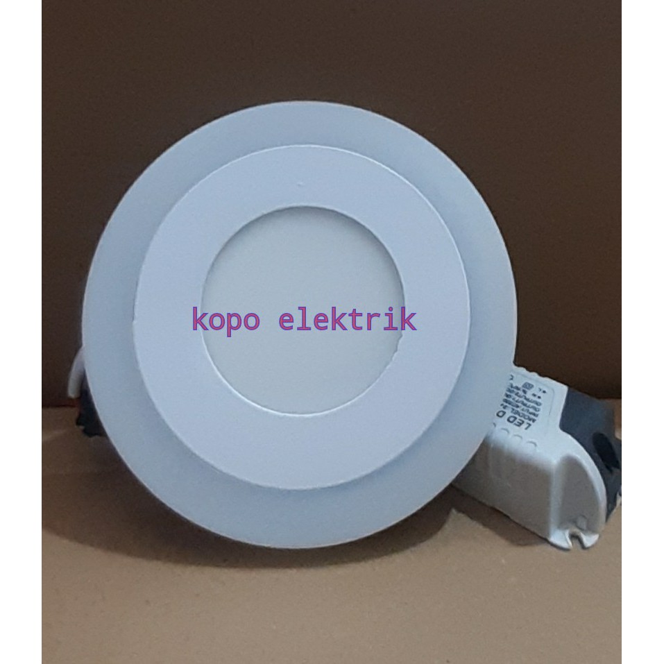 Lampu Downlight LED panel Putih Ring Kuning 3+3 watt