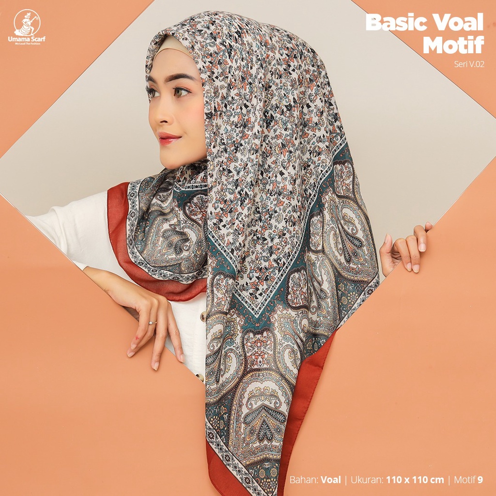 Hijab Segiempat Basic Voal Motif Original by Umama Kerudung Segiempat Pasar Hija'b