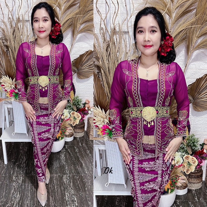 kebaya jadi bordir motif lotus