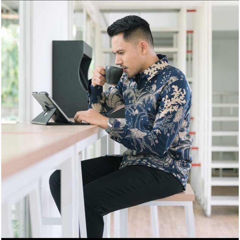 UDANG KEMBAR KEMEJA BATIK PRIA SLIM FIT LENGAN PANJANG TERLARIS BAHAN KATUN FURING BERKUALITAS