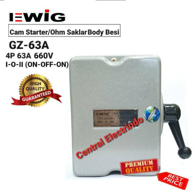 Cam Starter/Ohm Saklar EWIG GZ-63A (13.000Watt) 4P I-0-II (ON-OFF-ON).