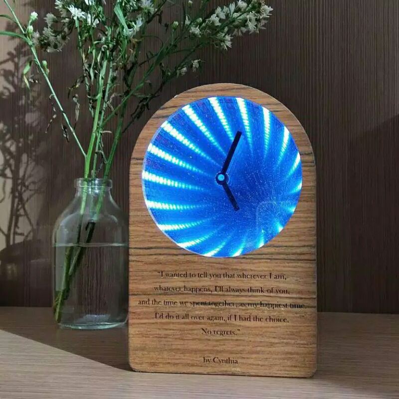 (Caira) Infinity Clock Desk - Jam Meja Dengan Efek Lampu Tak Terhingga - Gift/Hadiah/Home Dekor/Jam Meja