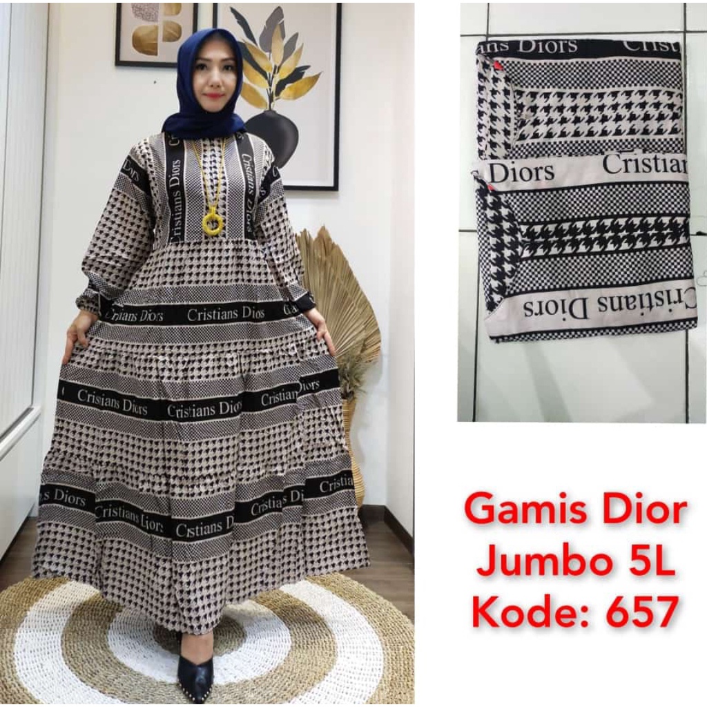 Gamis Jumbo Rayon Dior Houndstooth 657