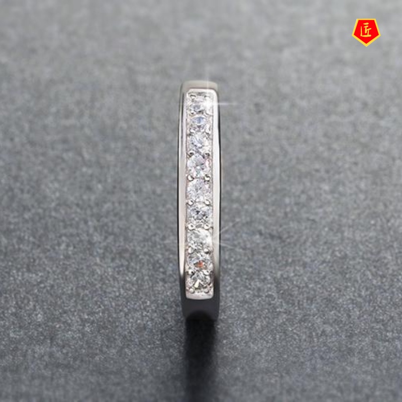 [Ready Stock]925 Silver Classic Couple Ring Inlaid Diamond Fashion Simple