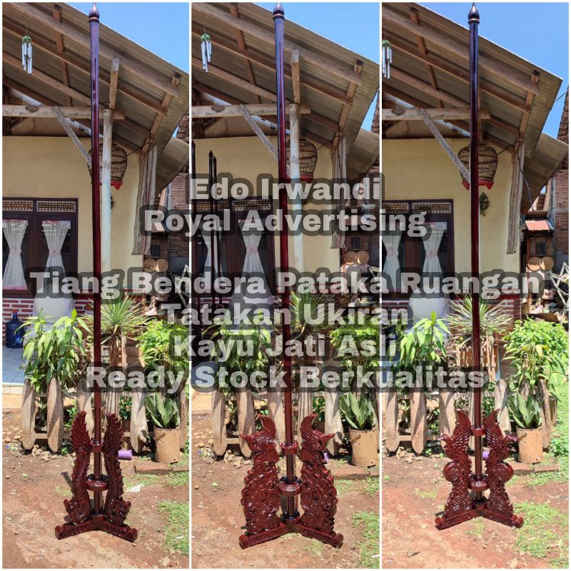 Tiang Bendera Pataka Ruangan Tatakan Ukiran TNI POLRI POLISI Berkualitas