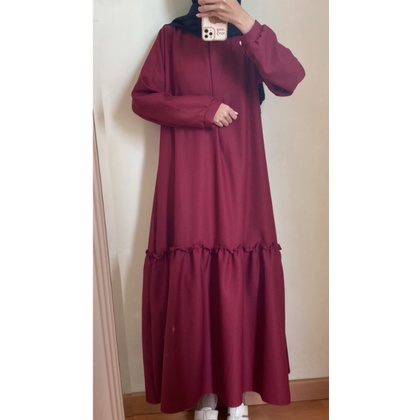 JOVINNA MAXI GAMIS JUMBO UKURAN S M L XL XXL XXXL 5L BIG SIZE-Maroon