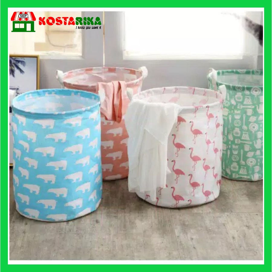 KOSTARIKA Keranjang Baju Cucian Kotor Tempat Pakaian Laundry Bag CANVAS Motif